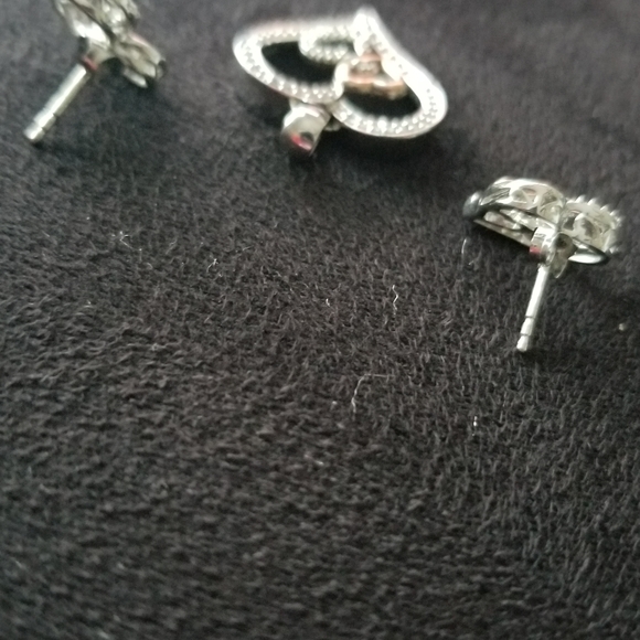 10kt Solid Gold and 925 Silver Diamond Heart Set - Picture 6 of 12